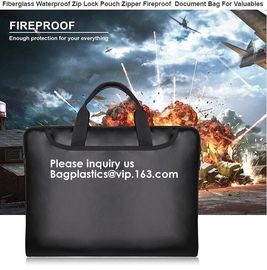China Waterproof and Fireproof document storage Bag with Fireproof Zipper for Money, Jewelry and Passport bagease, bagplastics factory