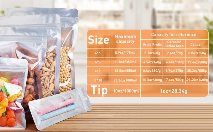 mylar bags size