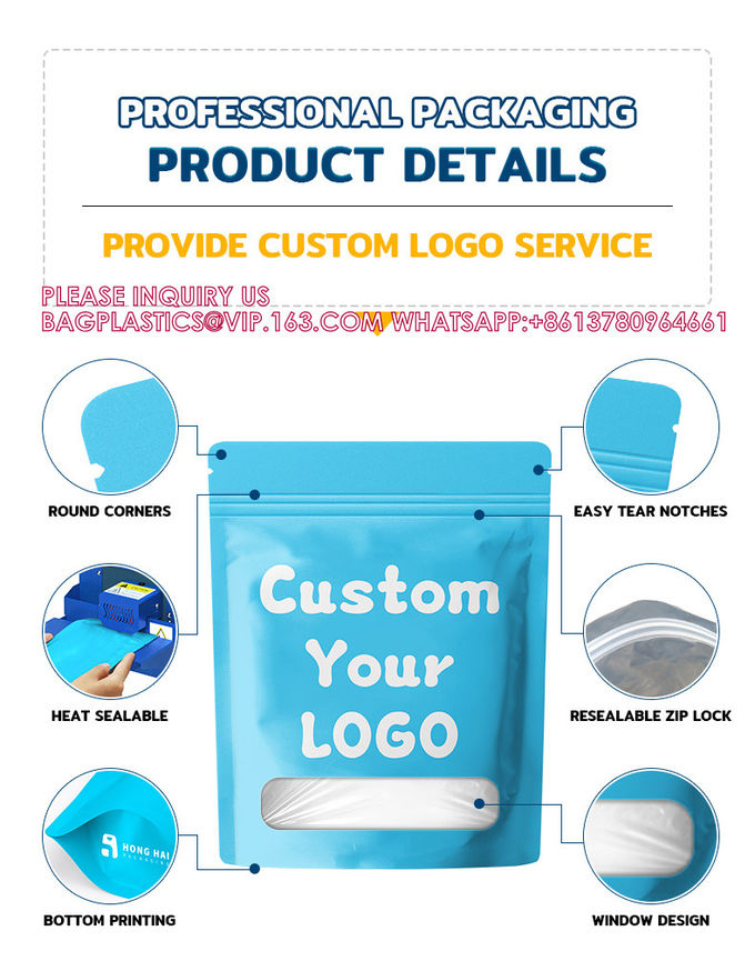 Custom Printed Candy Smell Proof Foil Stand Up Pouch Ziplock Packaging Mylar Bags 5