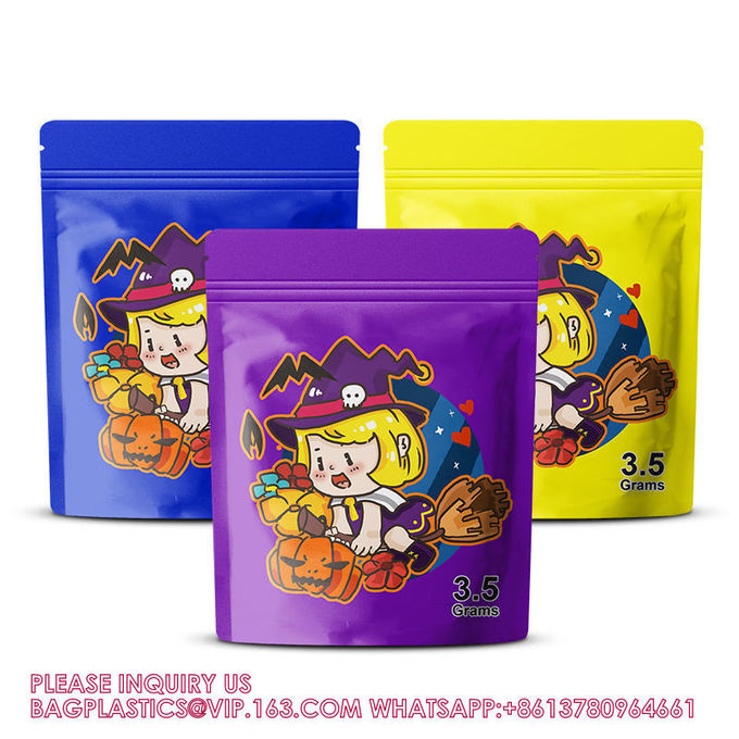Custom Printed 3.5g Matte Candy Pouch Portable Laminated Ziplock Plastic Mylar Bag With Aluminum Foil 0