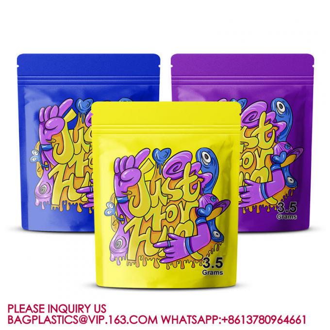Custom Logo Packaging Gummy Edible Candy Portable Reusable Zipper Bag Mylar Plastic Pouch 1