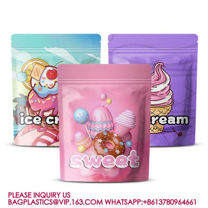 Custom Logo Packaging Gummy Edible Candy Portable Reusable Zipper Bag Mylar Plastic Pouch 0