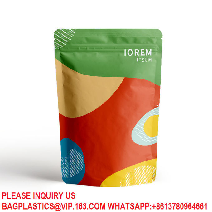 Custom Printed Matte Resealable Ziplock Pla Packaging Stand Up Pouch Edible Candy Cookie 2