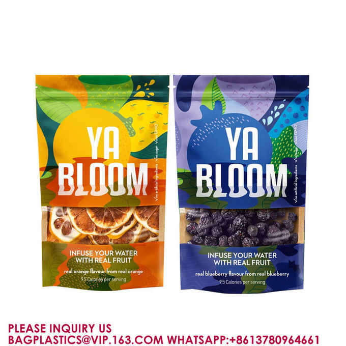 Renouvelable Dried Fruit Packing Stand Up Pouch Dry Food Packaging Pla Bags With Window 3