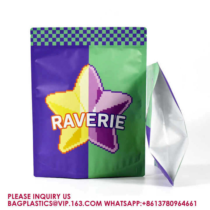 Resealable Matte Pouch Ziplock Snack Sea Moss Food Packaging Mylar Bags With Clear Window 3