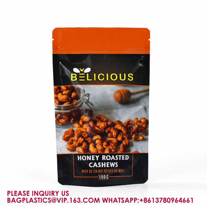 Nuts Packaging Biodegradable Plastic Aluminum Foil Mylar Bags Zip Lock Stand Up Pouch 4