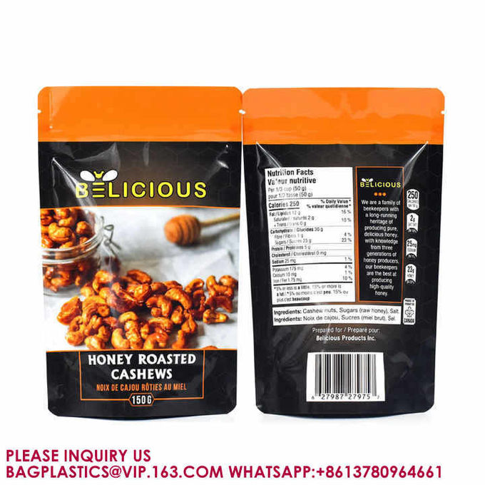 Nuts Packaging Biodegradable Plastic Aluminum Foil Mylar Bags Zip Lock Stand Up Pouch 0