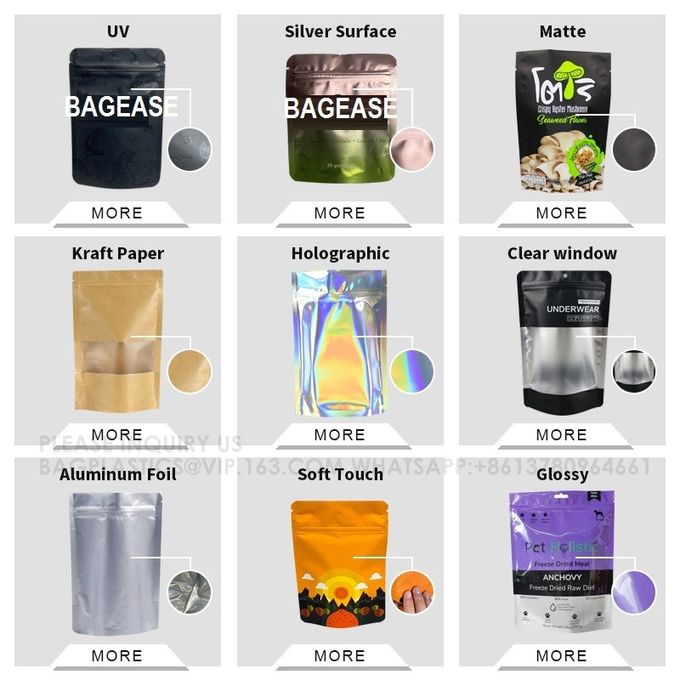 Resealable Stand Up Pouches For Long Term Storage Holographic Design Sealable Packaging 7