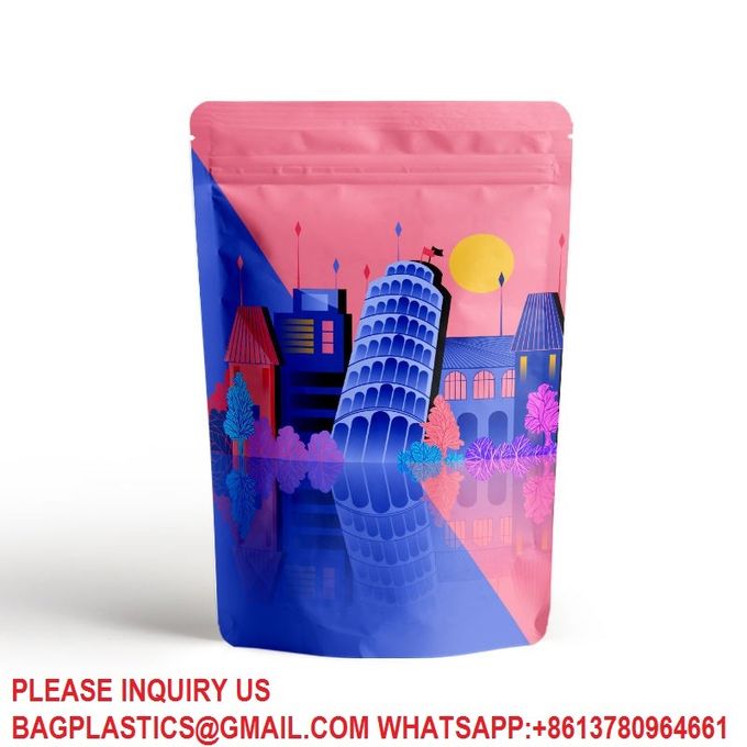 Matte Frosted Clear Zipper Food Bag, Resealable Stand Up Candy Bag, Snack Food Tea Pack 2