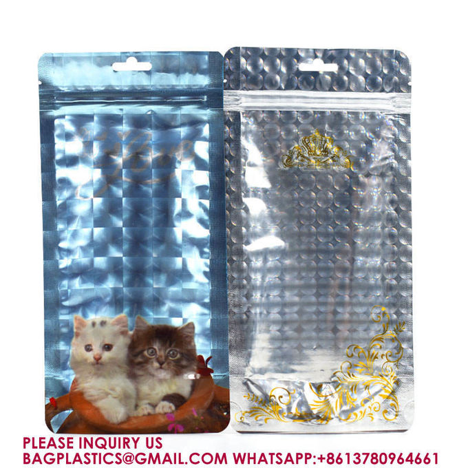 Resealable Stand Up Pouches For Long Term Storage Holographic Design Sealable Packaging 1