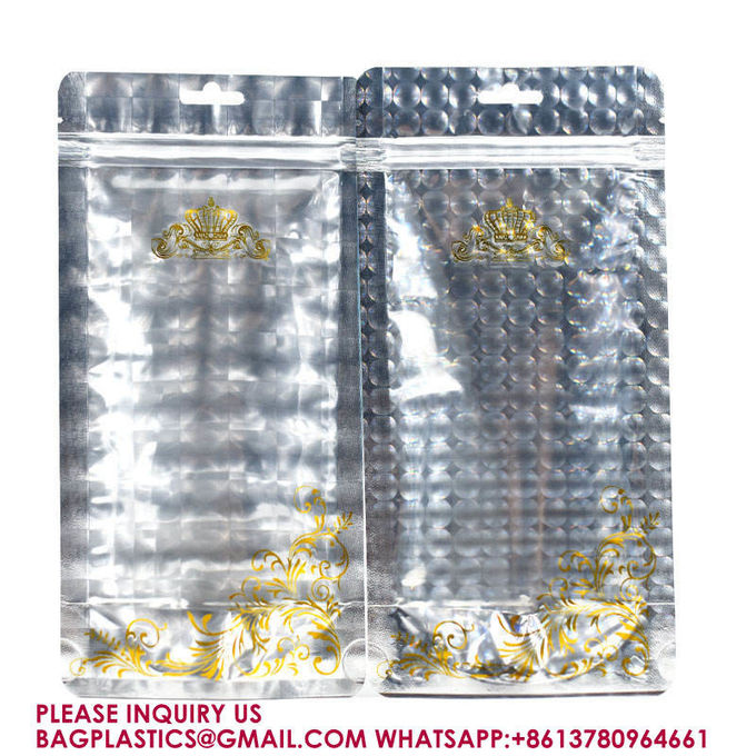 Resealable Stand Up Pouches For Long Term Storage Holographic Design Sealable Packaging 0