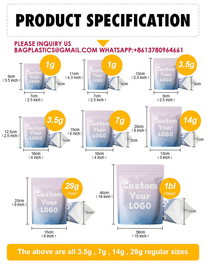 Eco-Firendly Resealable Ziplock Candy Cookie Stand Up Pouch Plastic Packaging Mylar Bag 4