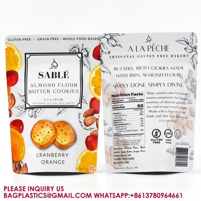 Eco-Firendly Resealable Ziplock Candy Cookie Stand Up Pouch Plastic Packaging Mylar Bag 2