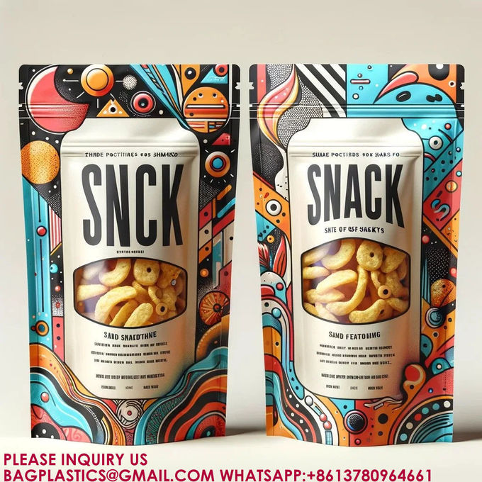 Packaging Zip Resealable Stand Up Pouch Food Packing Candy Biscuit Nut Aluminum Foil Bag 0