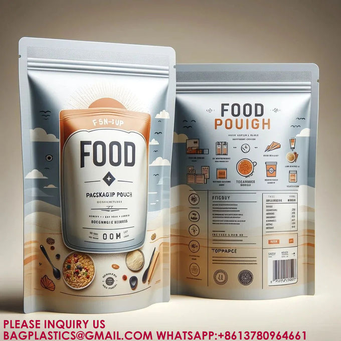 Biodegradable Stand Up Pouch Packaging Food Biscuit Snack Bags Zip seal Lock Mylar Bag 4