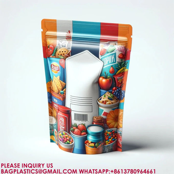 Biodegradable Stand Up Pouch Packaging Food Biscuit Snack Bags Zip seal Lock Mylar Bag 2