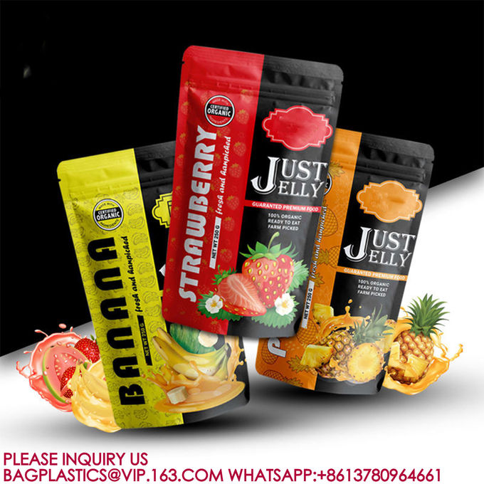 Sustainable Double-Sided Glossy Wide Mouth Smell Proof Stand Up Resealable Pouch Bags 2