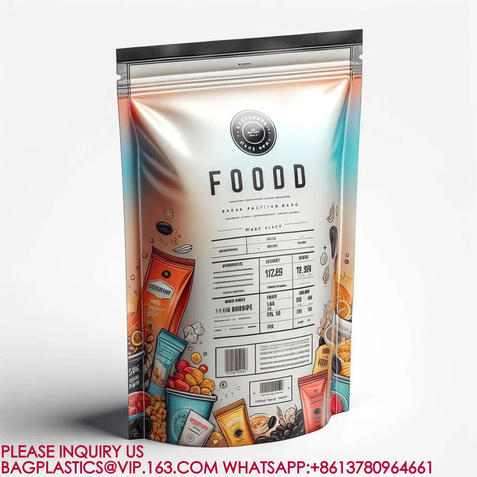 Resealable Stand Up Pouch Packaging Aluminum Foil Bag Candy Biscuit Nut Food Zip Bag 3