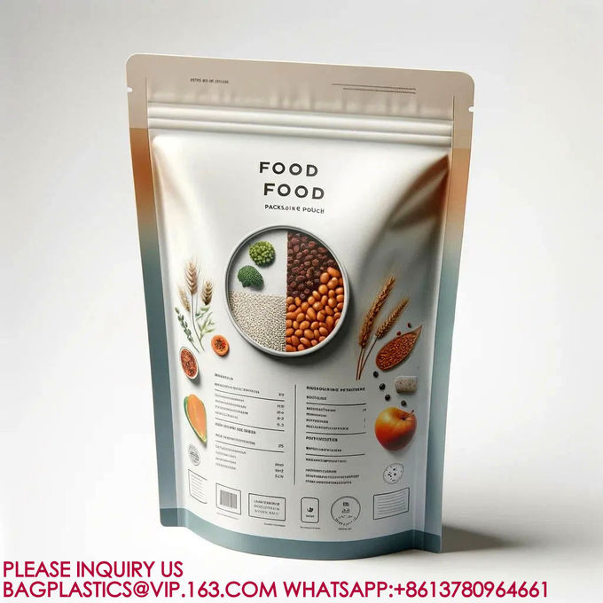 Resealable Stand Up Pouch Packaging Aluminum Foil Bag Candy Biscuit Nut Food Zip Bag 2