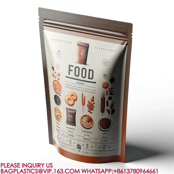 Resealable Stand Up Pouch Packaging Aluminum Foil Bag Candy Biscuit Nut Food Zip Bag 0