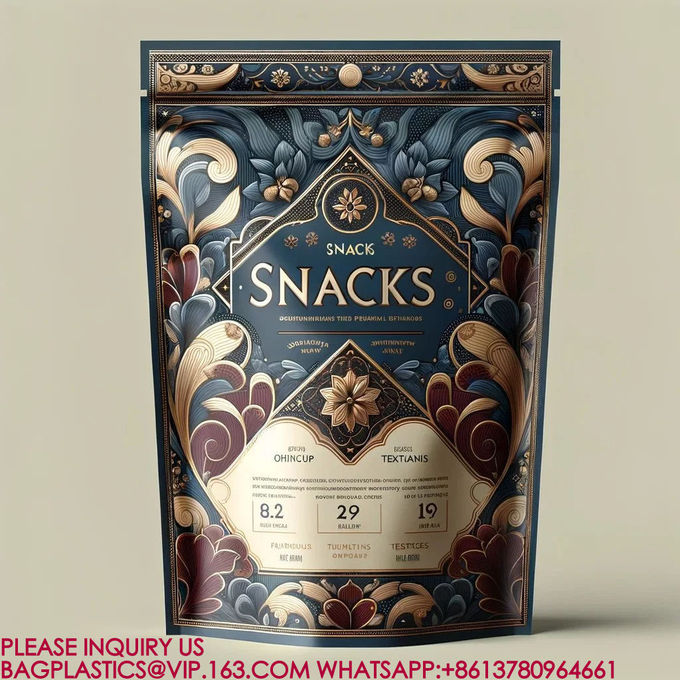 Resealable Zip Stand-Up Pouch Candy Snack Cookie Bag Plastic Packaging Aluminum Foil Bag 3
