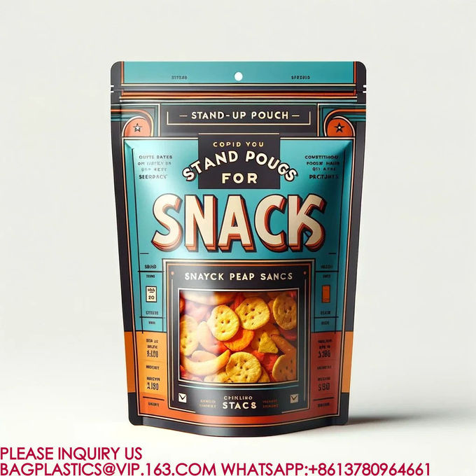 Resealable Zip Stand-Up Pouch Candy Snack Cookie Bag Plastic Packaging Aluminum Foil Bag 2