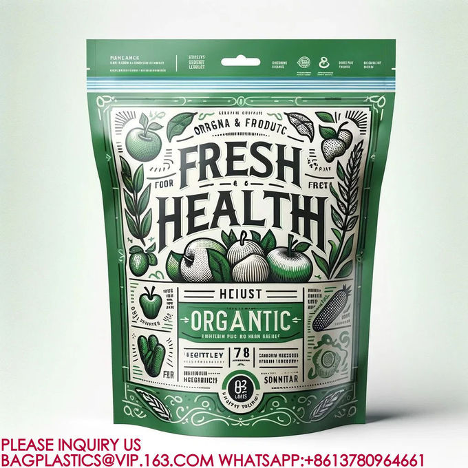 Resealable Zip Stand-Up Pouch Candy Snack Cookie Bag Plastic Packaging Aluminum Foil Bag 0