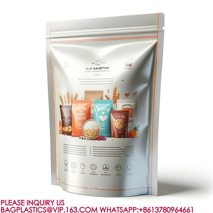 Food Packaging Bags Reusable Mylar Bags Plastic Packaging Candy Cookies Snack Bags pack 3
