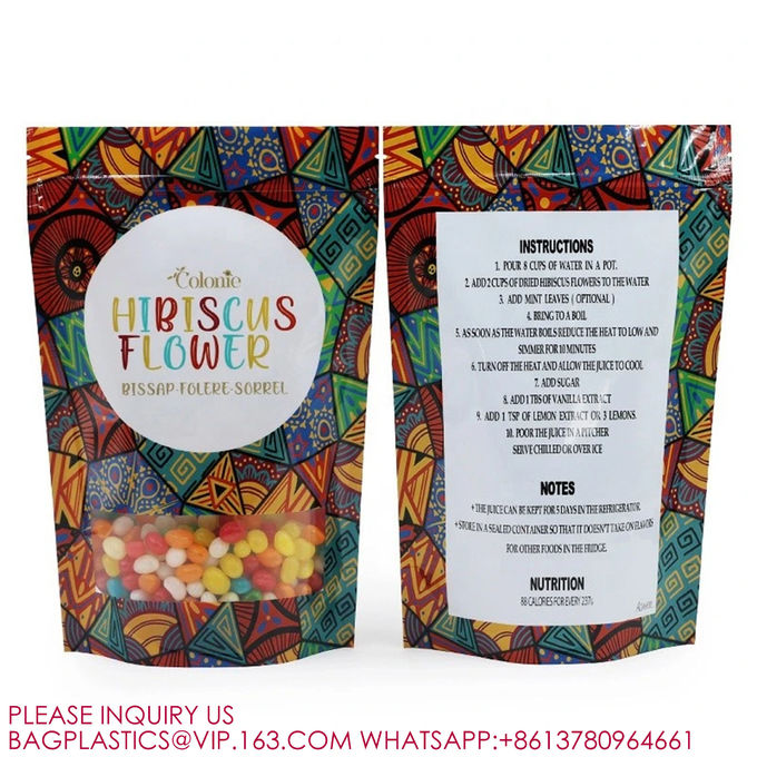 Snack Plastic Packaging Stand-Up Pouch Seal Zipper Food Bag With Tear Aluminum Foil Bag 1