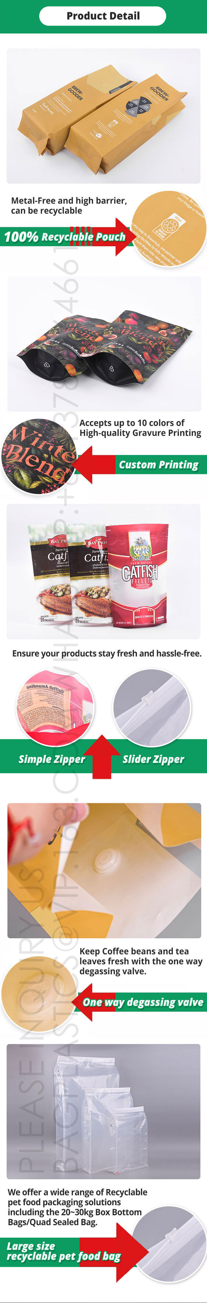 Slider Bags Zip Lock Mylar Stand Up Pet Food Bags With Slider Zip For Treat Cat Dog Food 5