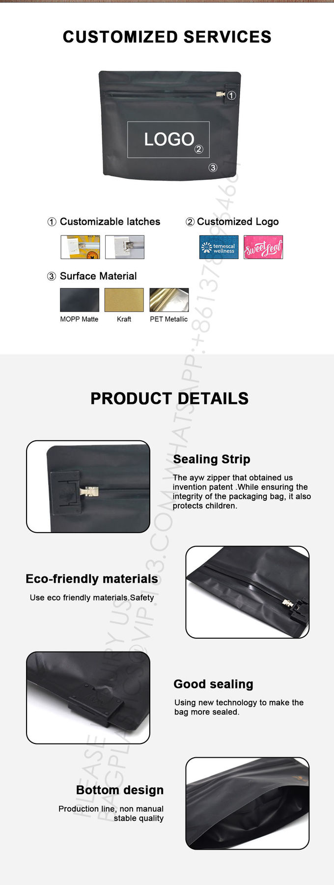 Recyclable Child Resistant Custom Printed Child Proof Smell Proof Mylar Zipper Pouch Bag 6