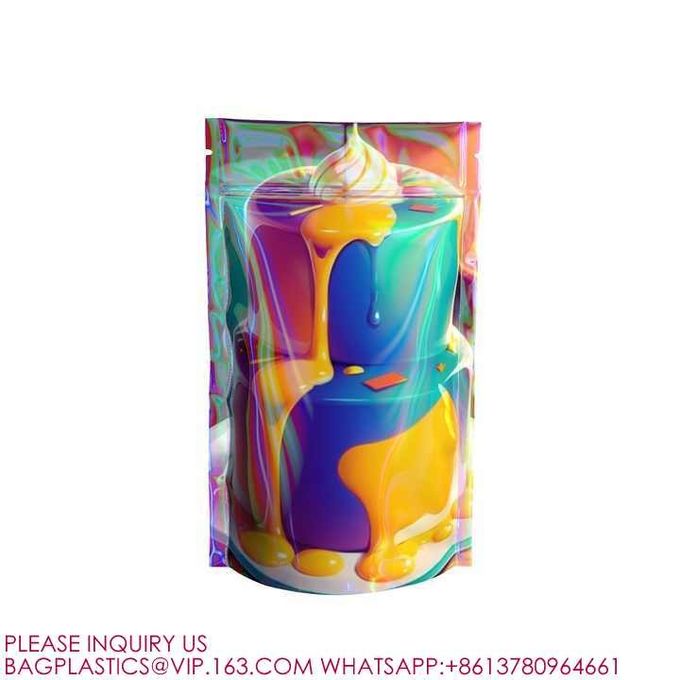 Custom Printed Mylar Smell Proof Stand Up Pouch Candy Food Packaging Mylar Ziplock Bag 4