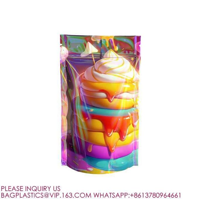 Custom Printed Mylar Smell Proof Stand Up Pouch Candy Food Packaging Mylar Ziplock Bag 2