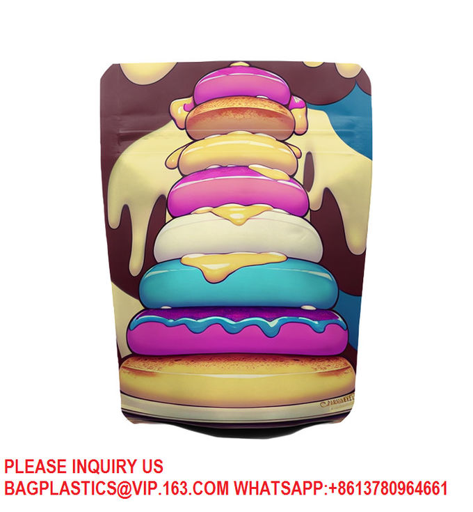 Custom Printed Mylar Smell Proof Stand Up Pouch Candy Food Packaging Mylar Ziplock Bag 1