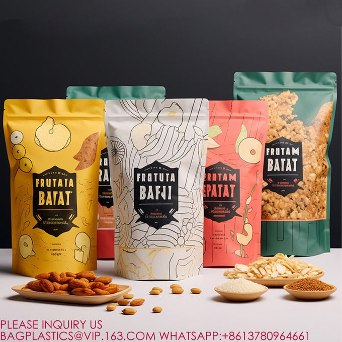 Biodegradable Dry Food Snack Cashew Nuts Doypack Smell Proof Stand Up Pouch With Zipper 4