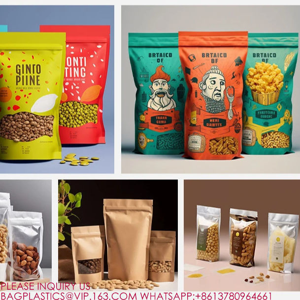Biodegradable Dry Food Snack Cashew Nuts Doypack Smell Proof Stand Up Pouch With Zipper 0