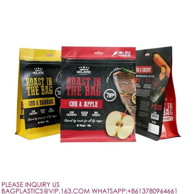 Wholesale Self Sealing Stand Up Flat Bottom Zip Lock Hanging Plastic Bags Food Pouches 5