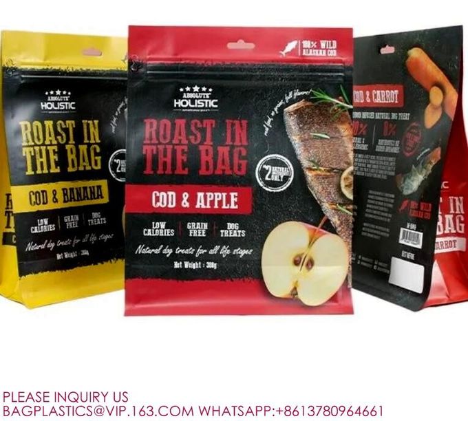 Wholesale Self Sealing Stand Up Flat Bottom Zip Lock Hanging Plastic Bags Food Pouches 3