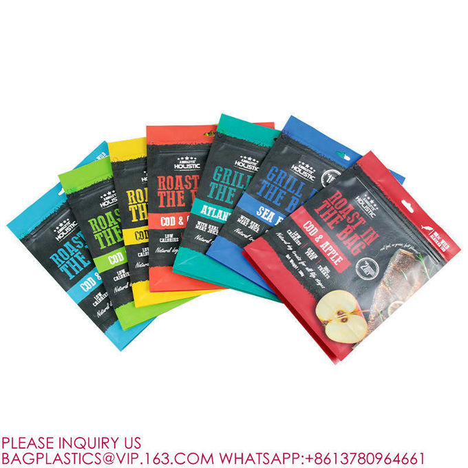 Wholesale Self Sealing Stand Up Flat Bottom Zip Lock Hanging Plastic Bags Food Pouches 0