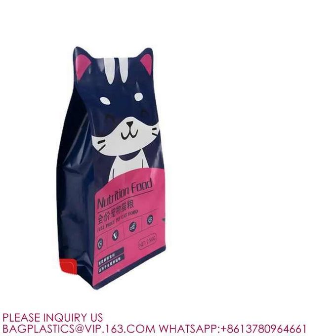 Resealable Aluminum Foil Pouch 5kg 10kg Cat Food Packaging Flat Bottom Pet Ziplock Bag 3