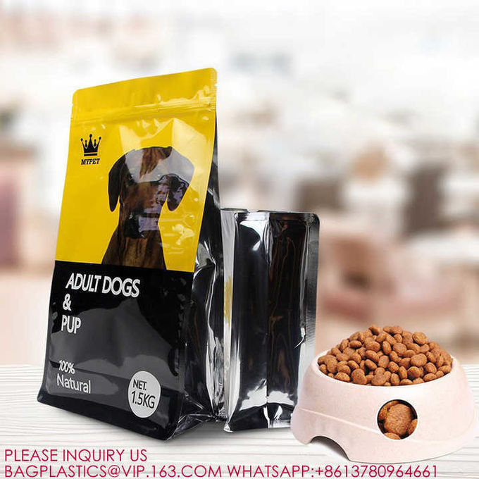 Resealable Aluminum Foil Pouch 5kg 10kg Cat Food Packaging Flat Bottom Pet Ziplock Bag 1