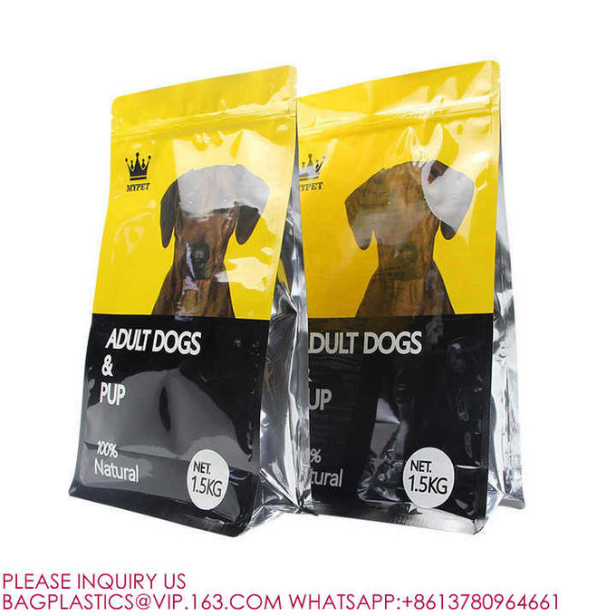 Resealable Aluminum Foil Pouch 5kg 10kg Cat Food Packaging Flat Bottom Pet Ziplock Bag 0