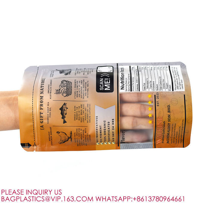 Bio Custom Design Printed Reusable Zipper Plastic Clear Window Packaging Stand Up Pouch 2