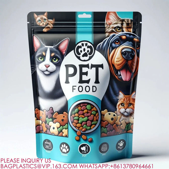 Packaging Stand Up Bag Sealed Aluminum Foil Zipper Bag Medium Size Adult Dog Food Bags 0