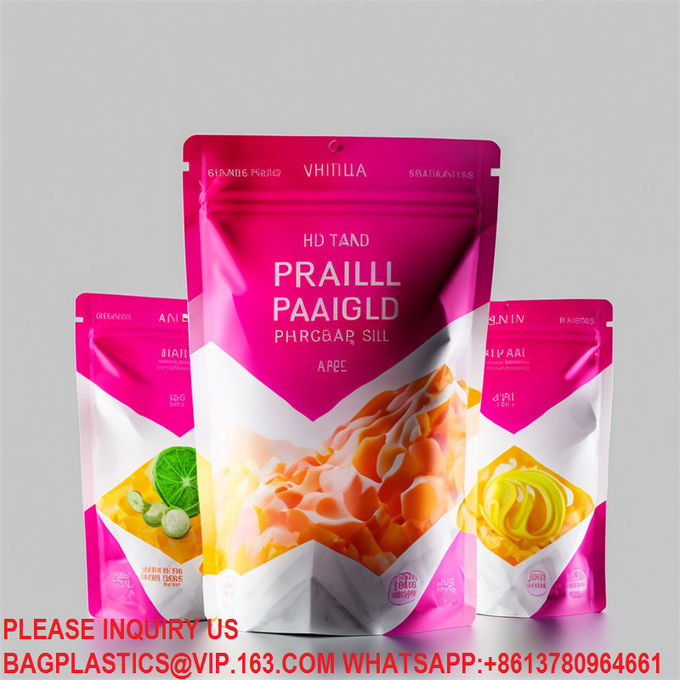 Eco Resealable Smell Proof Mylar Bags Holographic Packaging Pouch Bag with Clear Window 0