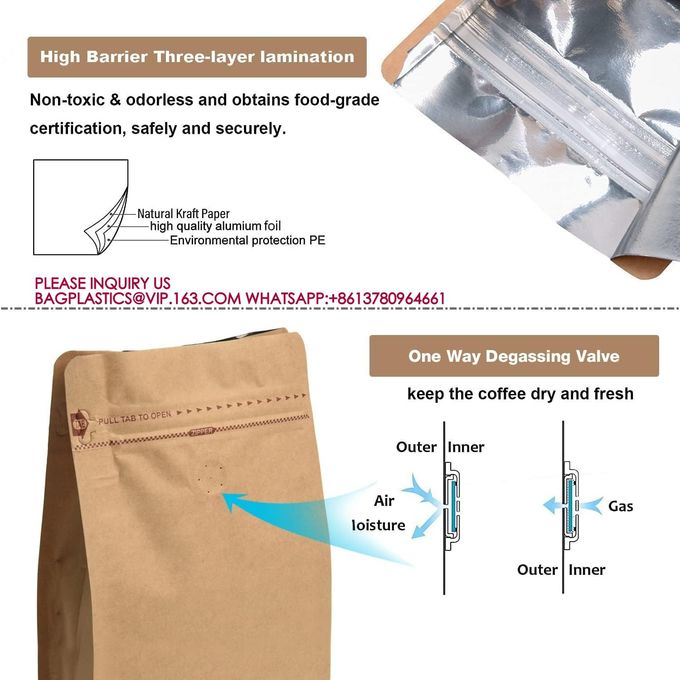 Degassing Pouch Bags With Valve, Food Storage Bags With Rsealable Zipper & Easy Open Tape 0