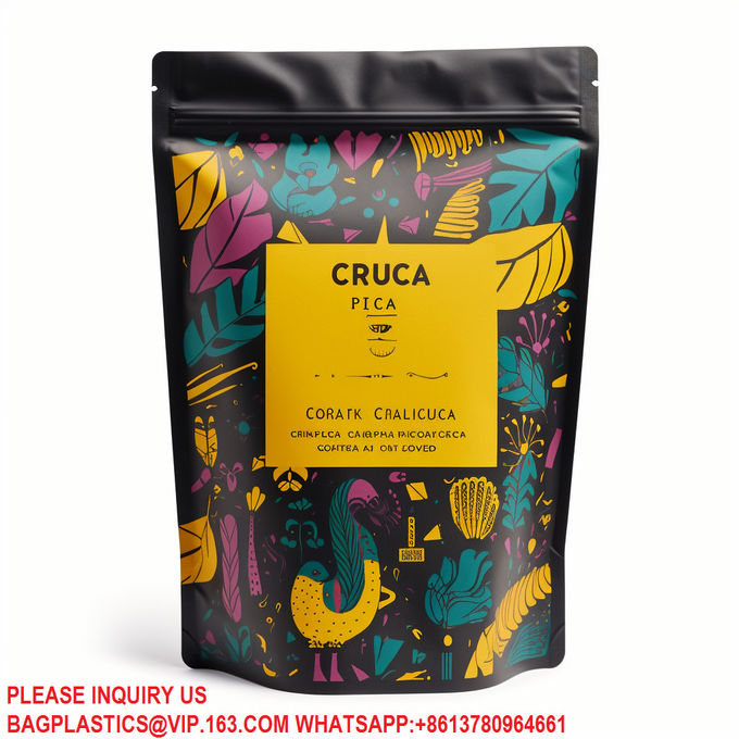 Biodegradable Matte Stand Up Mylar Bag Tea Coffee Packaging Pouches With Window Zipper 2