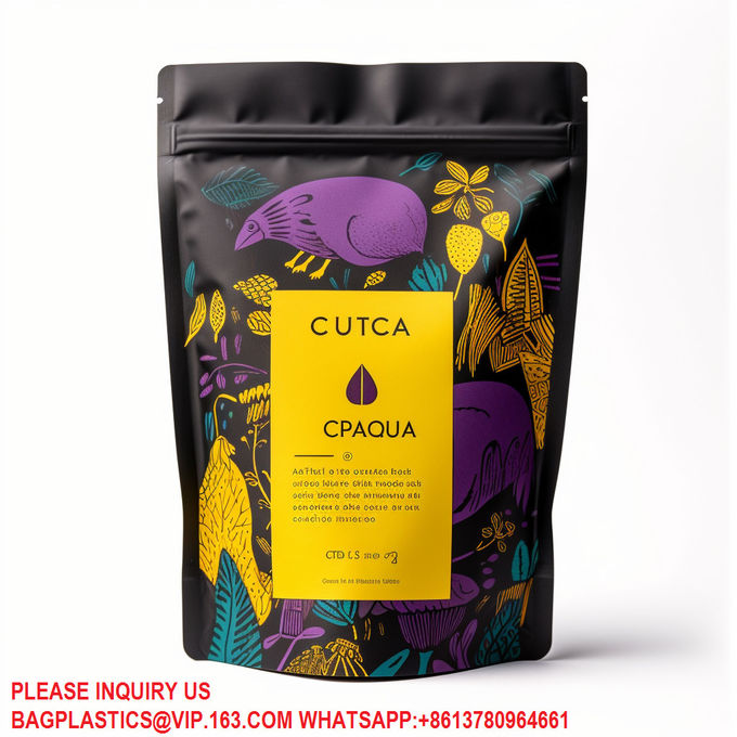 Biodegradable Matte Stand Up Mylar Bag Tea Coffee Packaging Pouches With Window Zipper 1