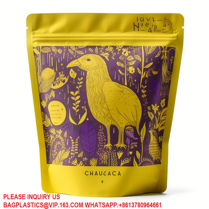 Biodegradable Matte Stand Up Mylar Bag Tea Coffee Packaging Pouches With Window Zipper 0
