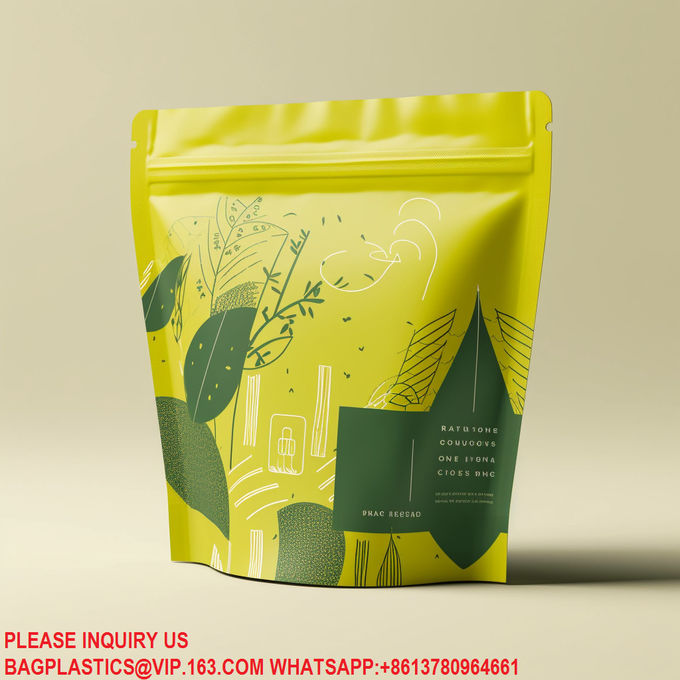 Matte Stand Up Zip Lock Bag Heat Sealing Spice Biscuits Coffee Resealable Packing Pouch 0